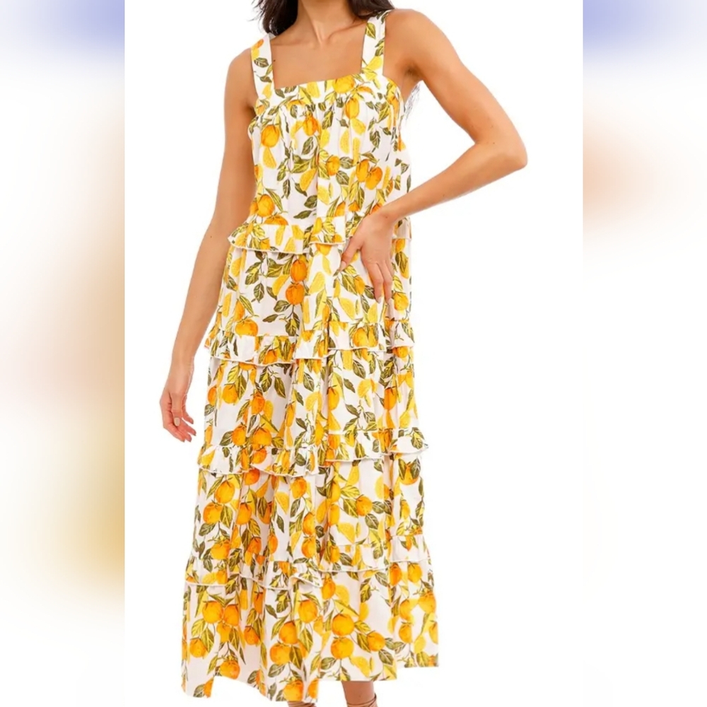 Never Fully Dressed Citrus Print Maxi Dress